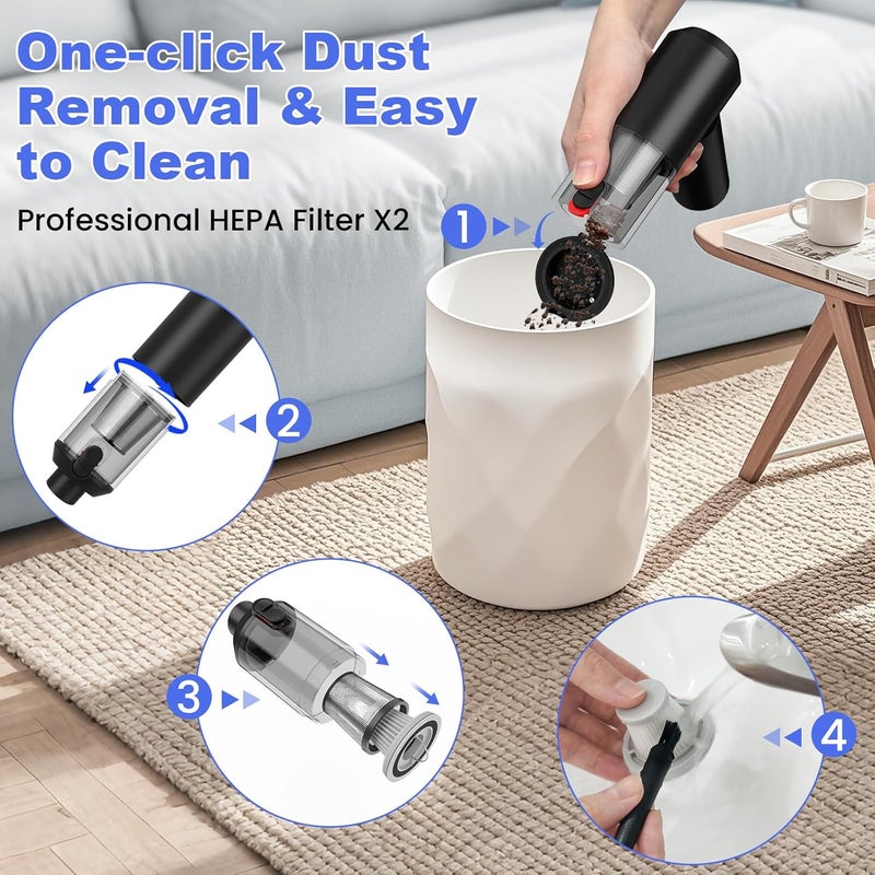 JYNSROU Car Vacuum Portable Cordless with 16000PA Ultra Suction 4-in-1 Foldable ​Air Duster & Brushless Motor Rechargeable Handheld Vacuum for Pet Hair, Car Seats, Home & Office Cleaning - Image 5